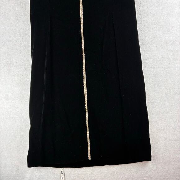 Vintage Nat Kaplan New York Black Velvet Shift Dress Metallic Trim Union Made 14 - Picture 14 of 16